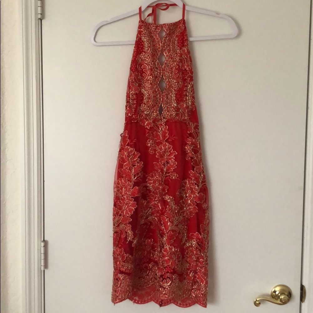 Red and Gold Homecoming Dress